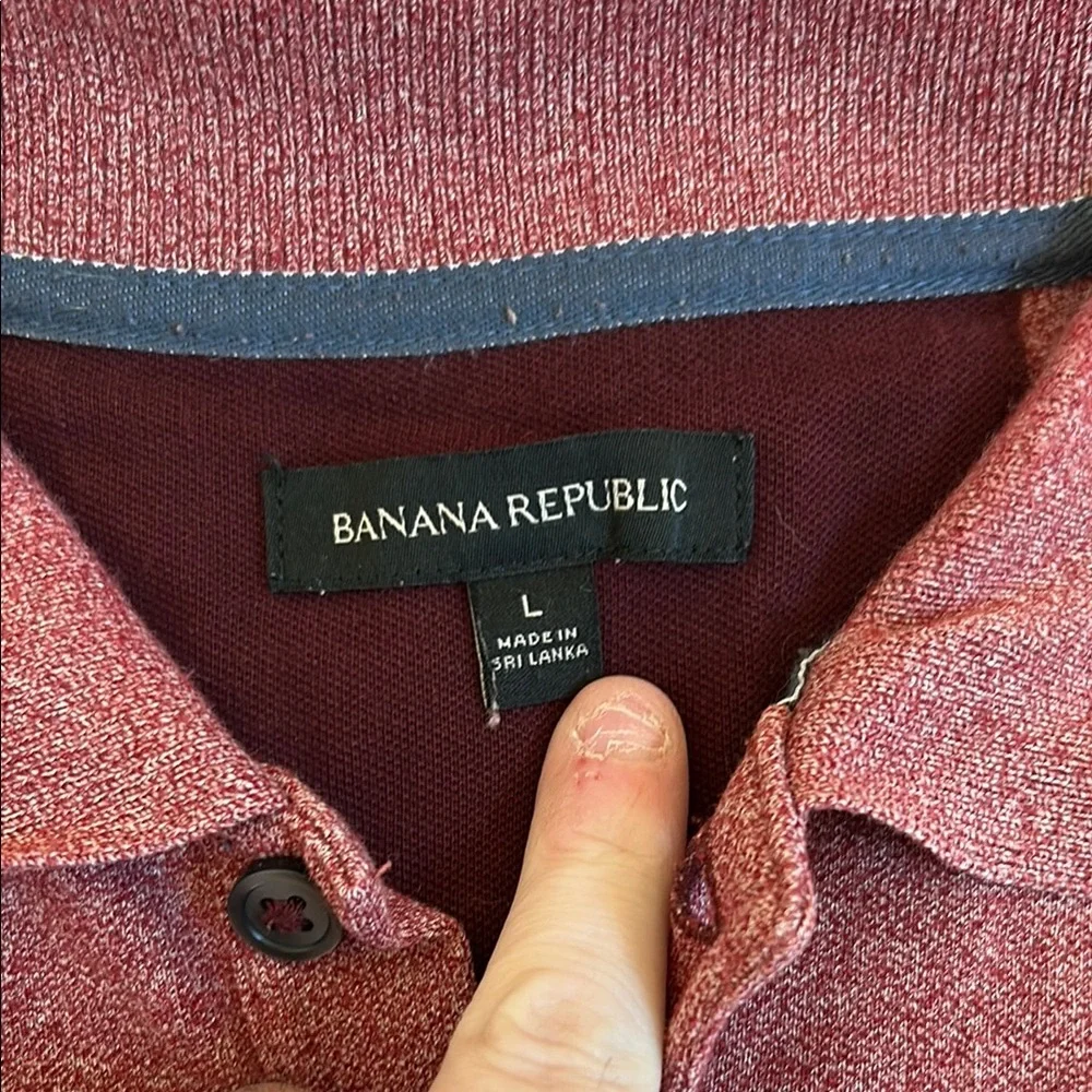Banana Republic Men’s Polo Shirt Size Large Red Heathered Elephant Logo Large